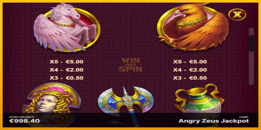 Angry Zeus Jackpot dirua lortzeko joko-makina, irudia 5