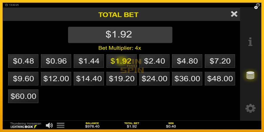 Thundering Horseman dirua lortzeko joko-makina, irudia 7