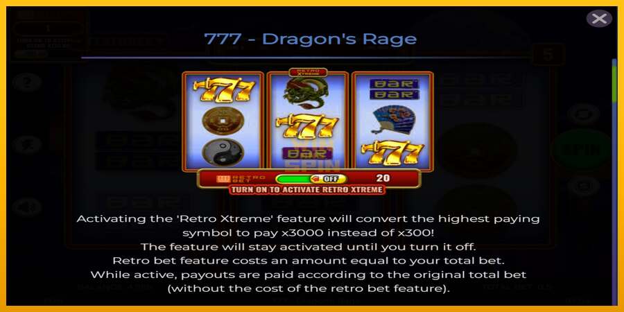 777 - Dragons Rage dirua lortzeko joko-makina, irudia 4