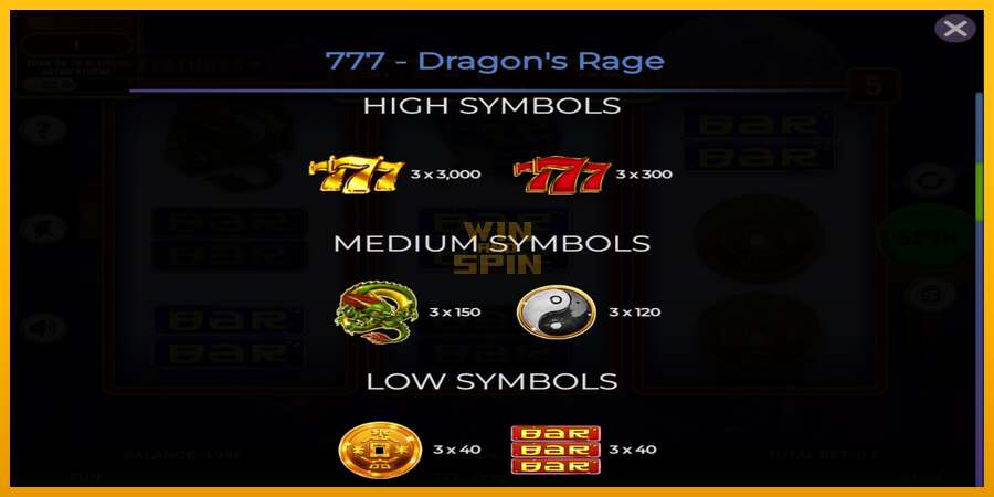 777 - Dragons Rage dirua lortzeko joko-makina, irudia 5