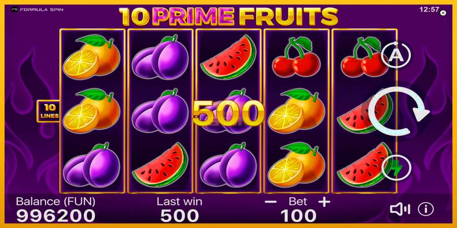 10 Prime Fruits dirua lortzeko joko-makina, irudia 4