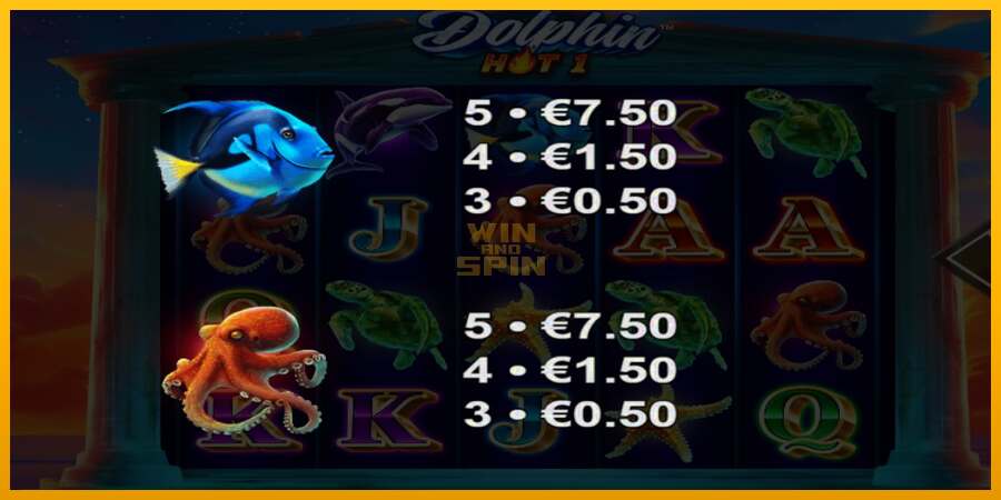 Dolphin Hot 1 dirua lortzeko joko-makina, irudia 5