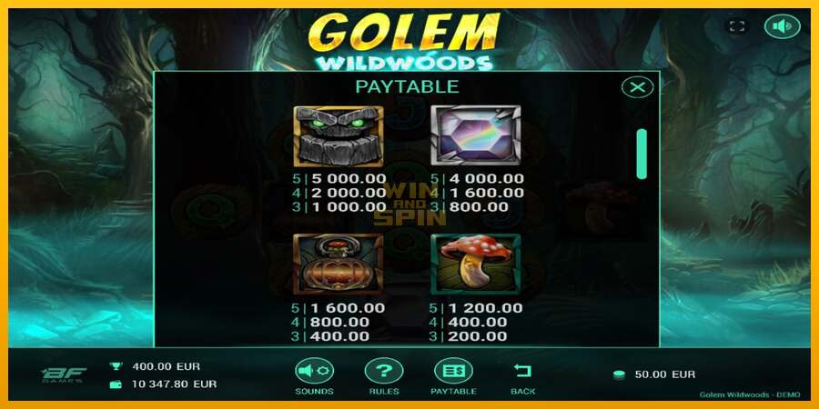 Golem Wildwoods dirua lortzeko joko-makina, irudia 4