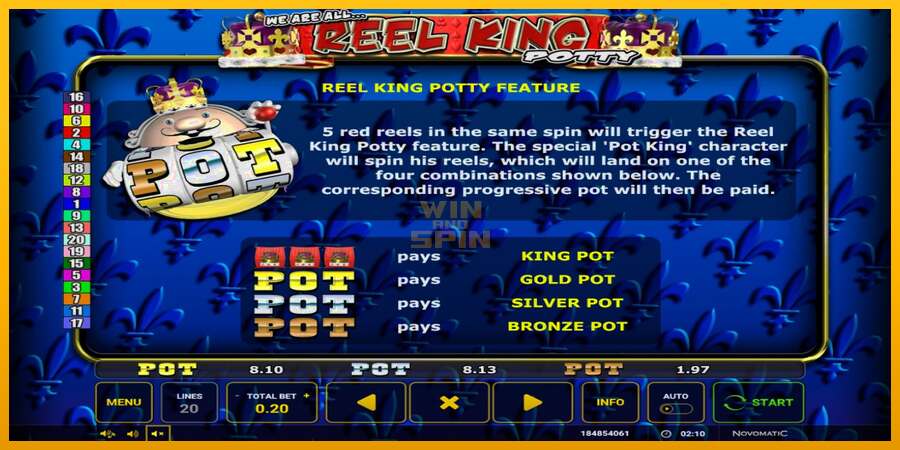 Reel King Potty dirua lortzeko joko-makina, irudia 4