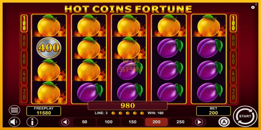 Hot Coins Fortune dirua lortzeko joko-makina, irudia 4