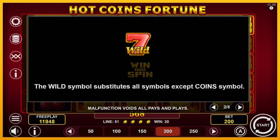 Hot Coins Fortune dirua lortzeko joko-makina, irudia 6