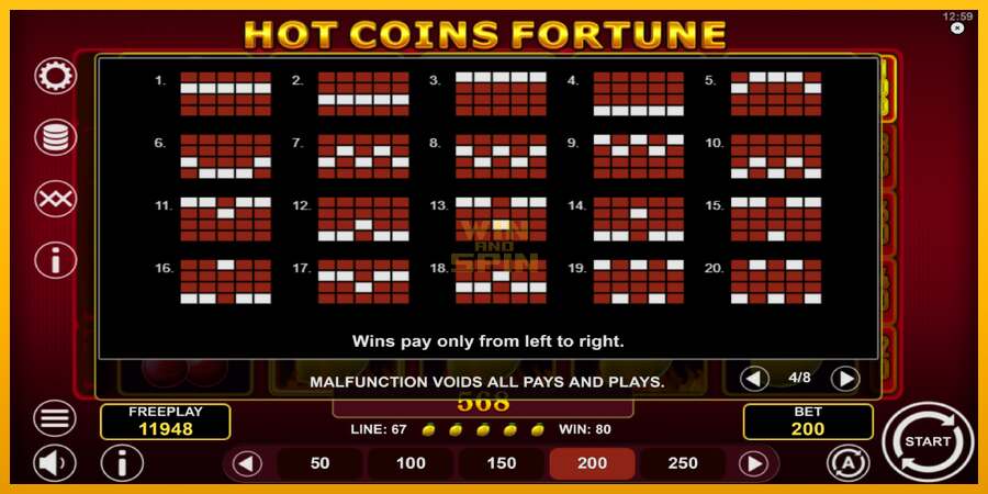 Hot Coins Fortune dirua lortzeko joko-makina, irudia 7