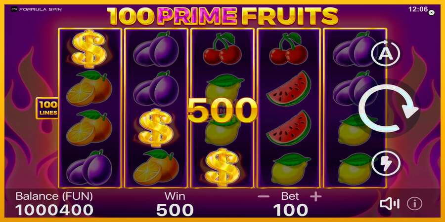 100 Prime Fruits dirua lortzeko joko-makina, irudia 2