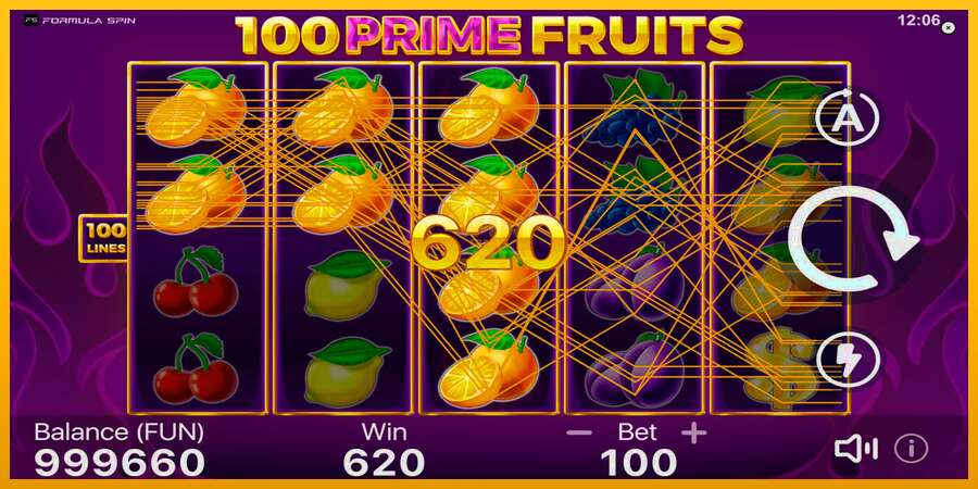 100 Prime Fruits dirua lortzeko joko-makina, irudia 4