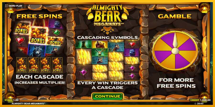 Almighty Bear Megaways dirua lortzeko joko-makina, irudia 1