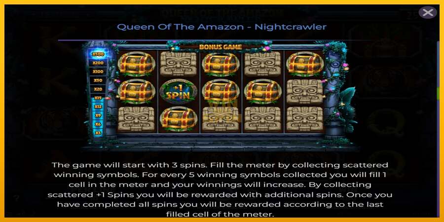 Queen of the Amazon - Nightcrawler dirua lortzeko joko-makina, irudia 6