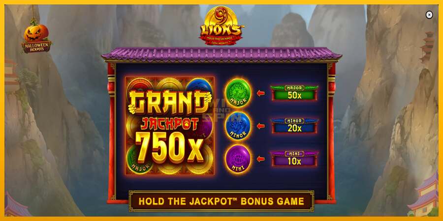 9 Lions Halloween Jackpots dirua lortzeko joko-makina, irudia 1