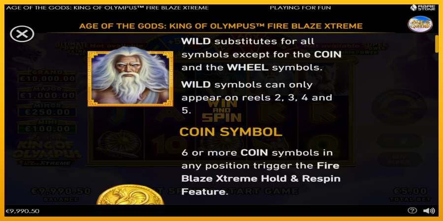 Age of the Gods: King of Olympus Fire Blaze Xtreme dirua lortzeko joko-makina, irudia 4