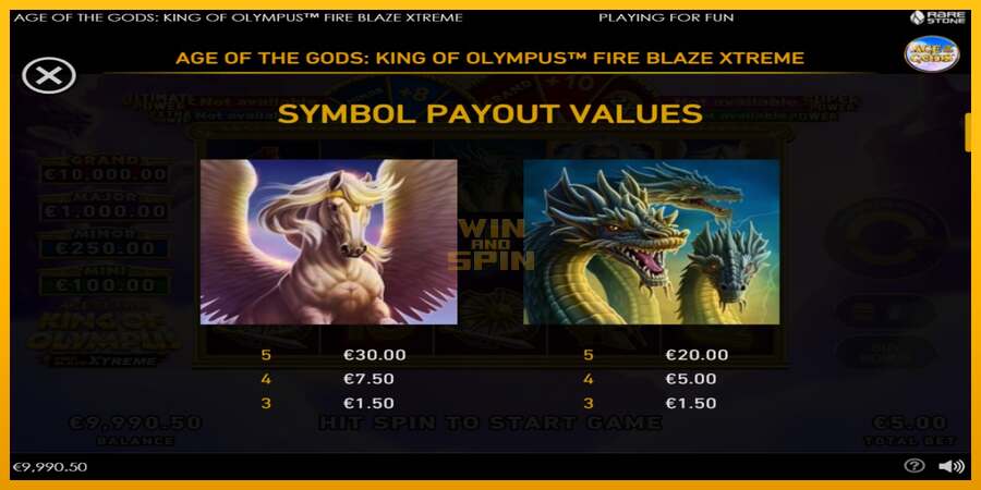 Age of the Gods: King of Olympus Fire Blaze Xtreme dirua lortzeko joko-makina, irudia 6