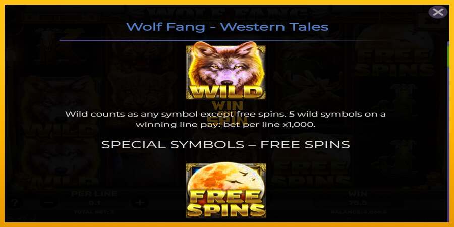 Wolf Fang - Western Tales dirua lortzeko joko-makina, irudia 4