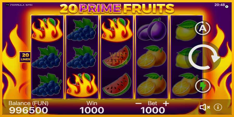 20 Prime Fruits dirua lortzeko joko-makina, irudia 3