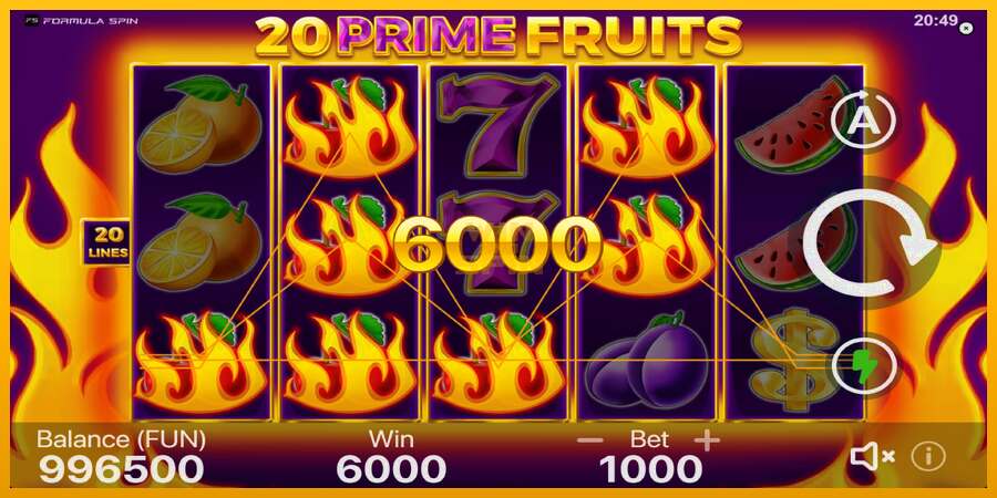 20 Prime Fruits dirua lortzeko joko-makina, irudia 4