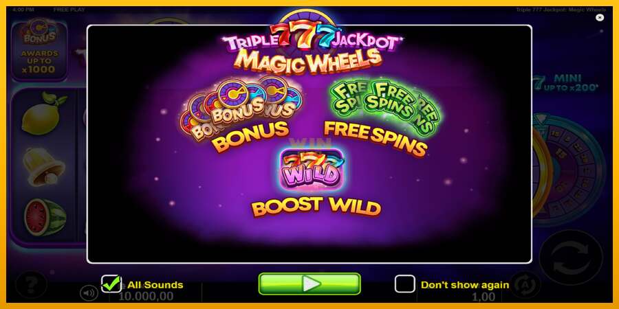 Triple 777 Jackpot Magic Wheels dirua lortzeko joko-makina, irudia 1