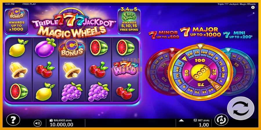 Triple 777 Jackpot Magic Wheels dirua lortzeko joko-makina, irudia 2