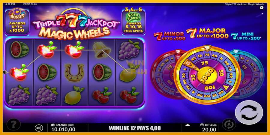 Triple 777 Jackpot Magic Wheels dirua lortzeko joko-makina, irudia 4