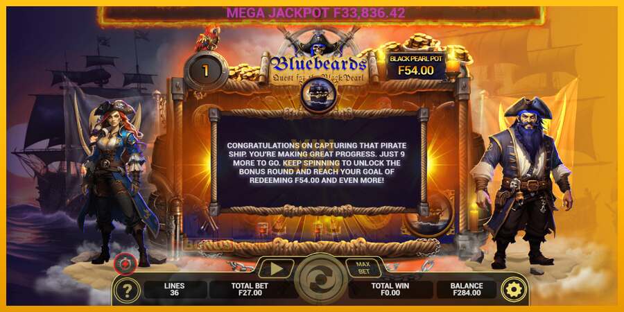 Bluebeard Quest for the Black Pearl dirua lortzeko joko-makina, irudia 3