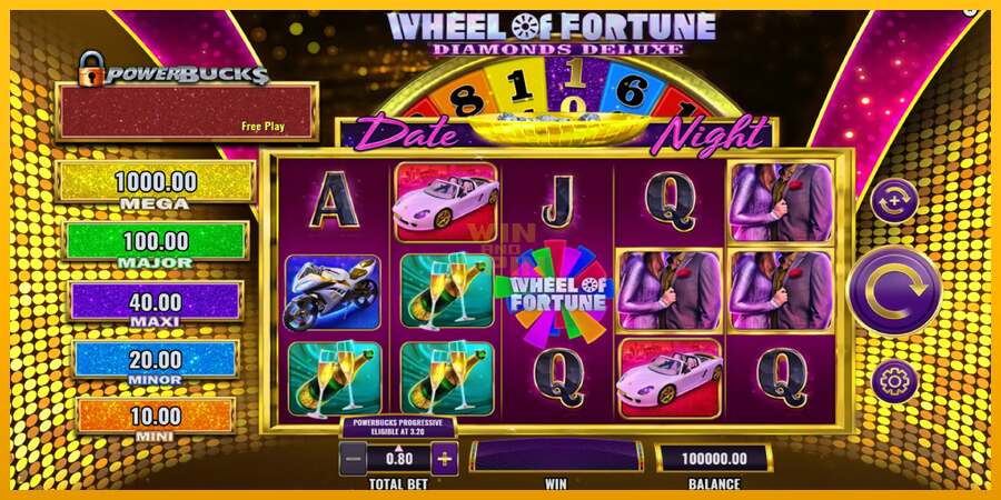 PowerBucks Wheel of Fortune Diamonds Deluxe Date Night dirua lortzeko joko-makina, irudia 2