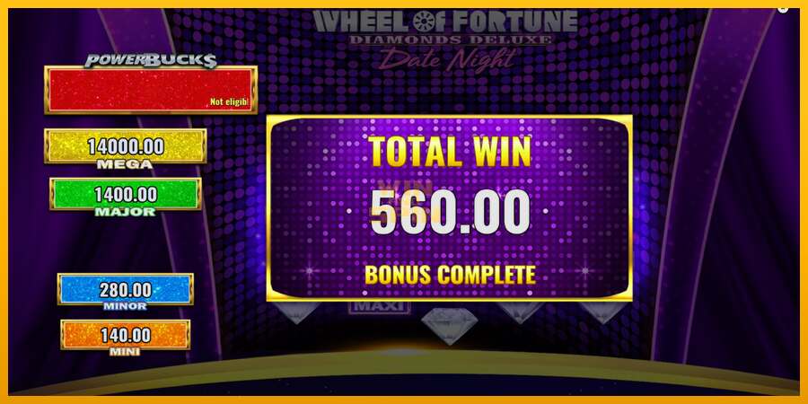 PowerBucks Wheel of Fortune Diamonds Deluxe Date Night dirua lortzeko joko-makina, irudia 5