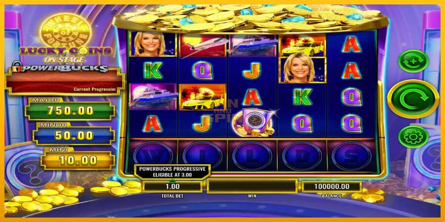 PowerBucks Wheel of Fortune Lucky Coins On Stage dirua lortzeko joko-makina, irudia 1