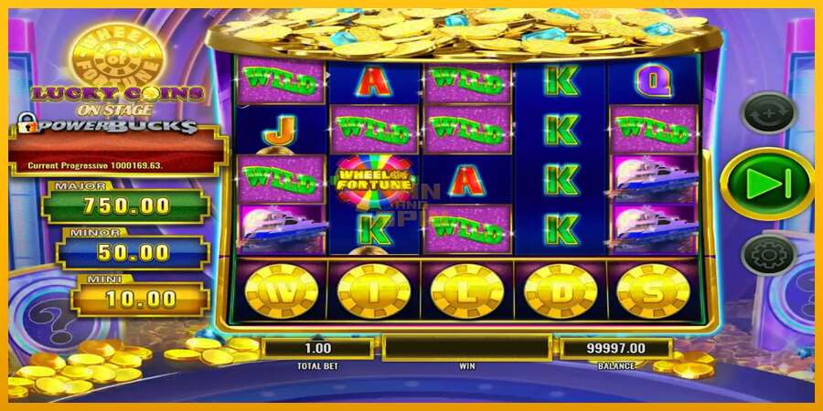 PowerBucks Wheel of Fortune Lucky Coins On Stage dirua lortzeko joko-makina, irudia 3