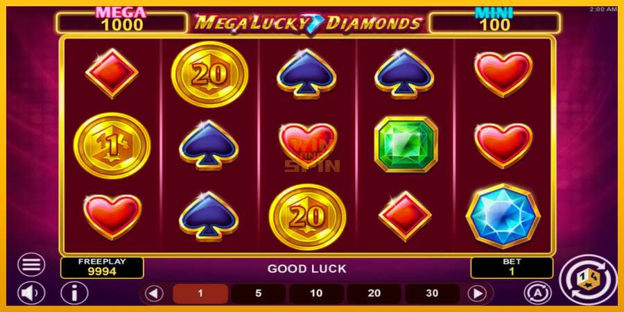 Mega Lucky Diamonds Hold & Win dirua lortzeko joko-makina, irudia 2