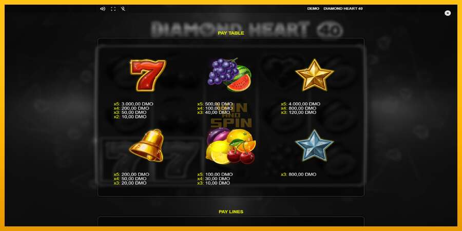 Diamond Heart 40 dirua lortzeko joko-makina, irudia 5