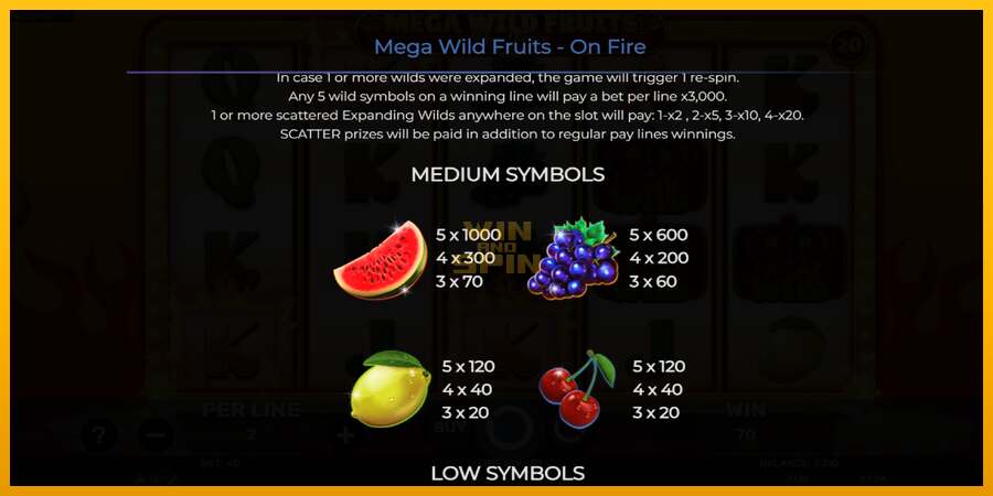 Mega Wild Fruits - On Fire dirua lortzeko joko-makina, irudia 6