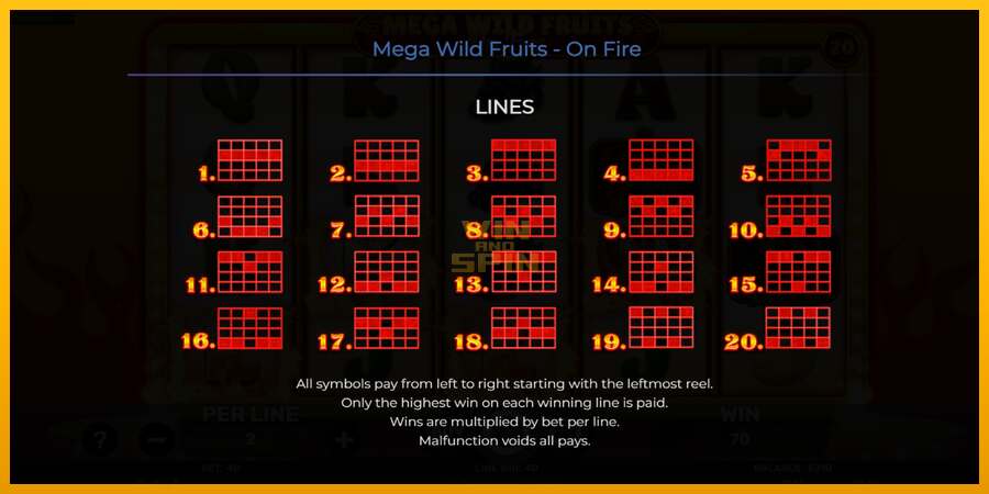 Mega Wild Fruits - On Fire dirua lortzeko joko-makina, irudia 7