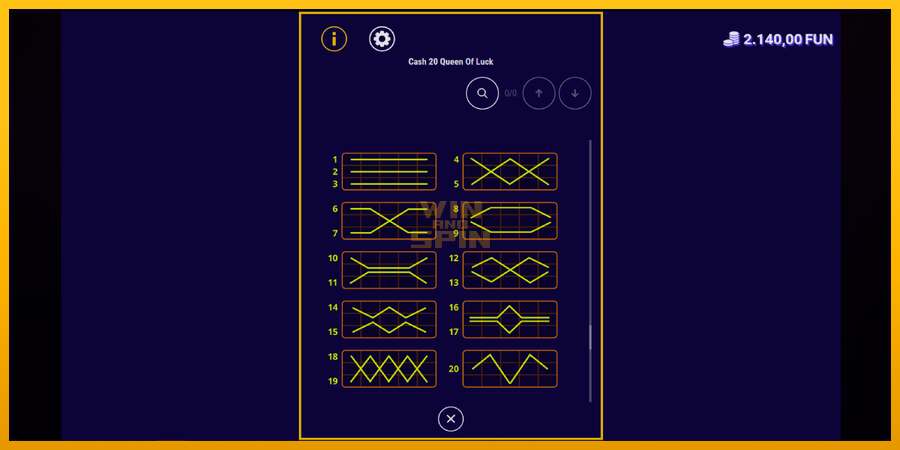 Cash 20 Queen of Luck dirua lortzeko joko-makina, irudia 7