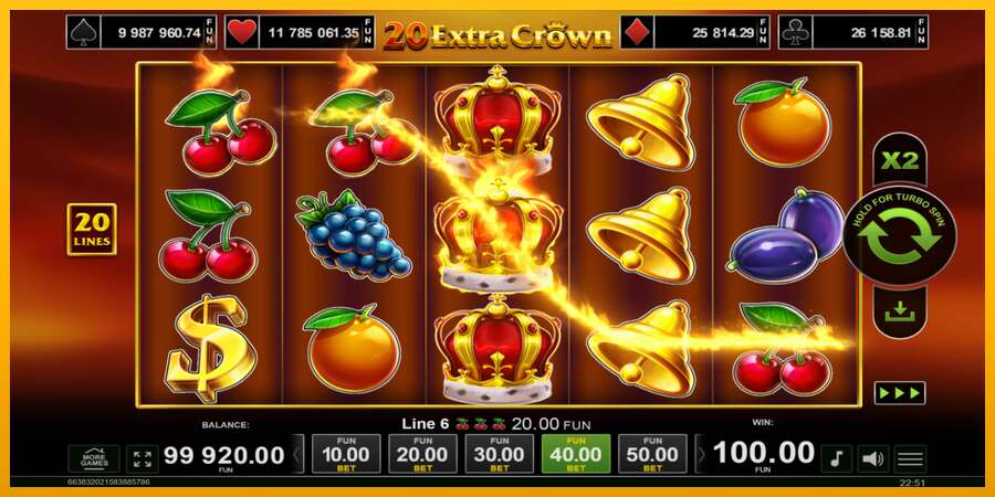 20 Extra Crown dirua lortzeko joko-makina, irudia 2