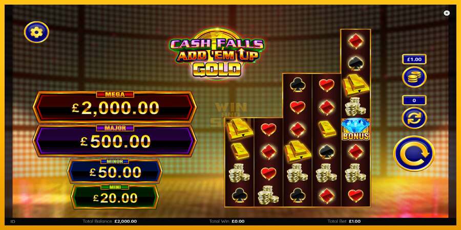 Cash Falls: Add Em Up Gold dirua lortzeko joko-makina, irudia 2