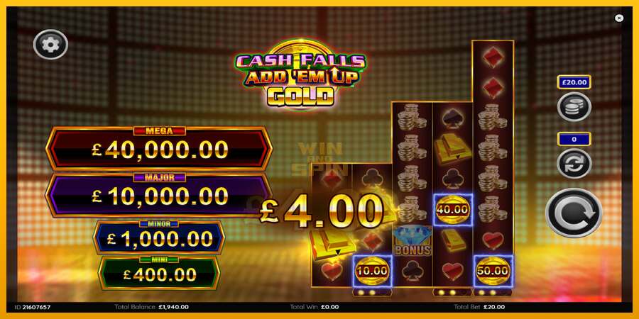 Cash Falls: Add Em Up Gold dirua lortzeko joko-makina, irudia 3