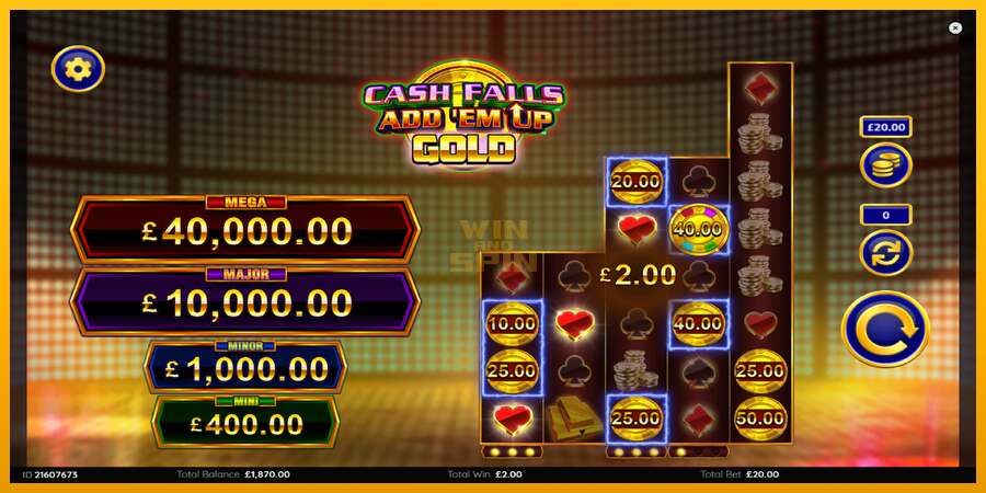 Cash Falls: Add Em Up Gold dirua lortzeko joko-makina, irudia 4