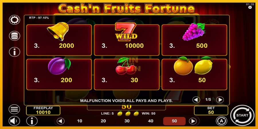 Cashn Fruits Fortune dirua lortzeko joko-makina, irudia 5