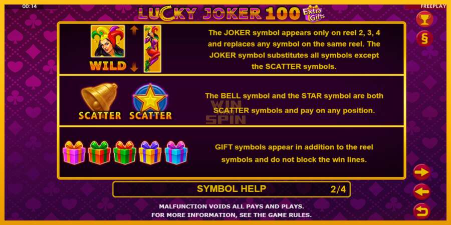 Lucky Joker 100 Extra Gifts dirua lortzeko joko-makina, irudia 7