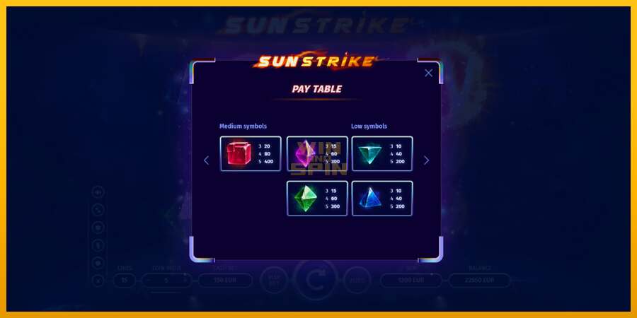 Sun Strike dirua lortzeko joko-makina, irudia 6