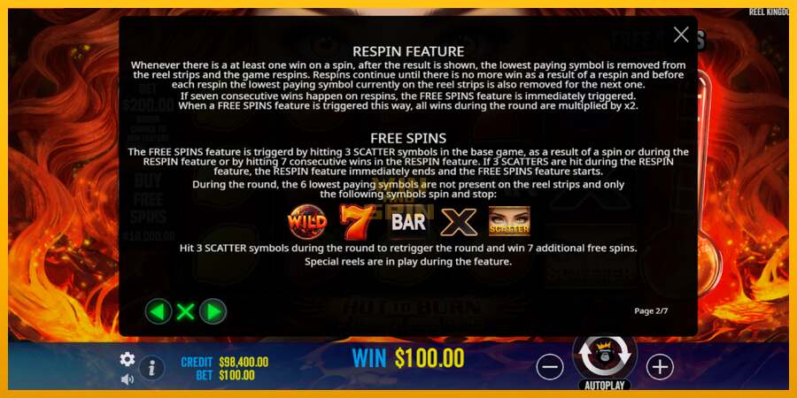 Hot to Burn - 7 Deadly Free Spins dirua lortzeko joko-makina, irudia 6