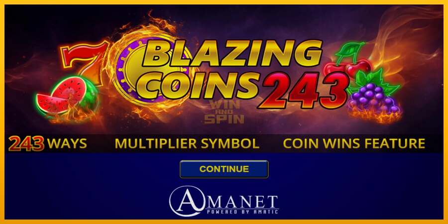 Blazing Coins 243 dirua lortzeko joko-makina, irudia 1