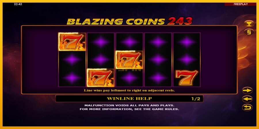 Blazing Coins 243 dirua lortzeko joko-makina, irudia 5