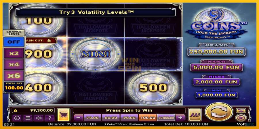 9 Coins Grand Platinum Edition Halloween Jackpot dirua lortzeko joko-makina, irudia 2