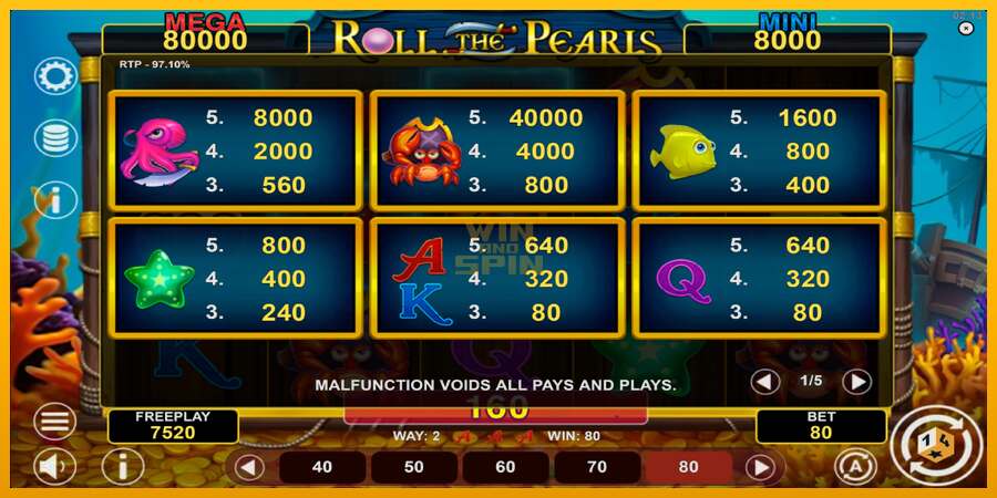 Roll The Pearls Hold & Win dirua lortzeko joko-makina, irudia 5