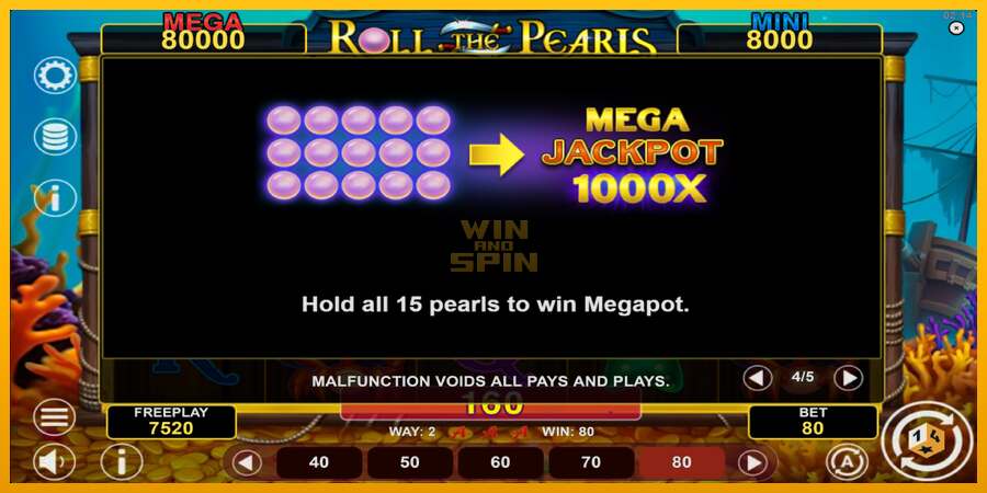 Roll The Pearls Hold & Win dirua lortzeko joko-makina, irudia 7