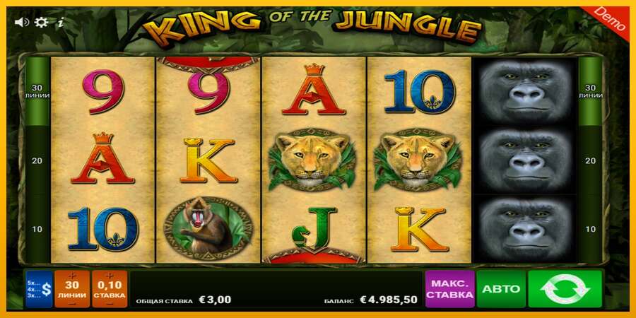 King of the Jungle dirua lortzeko joko-makina, irudia 3