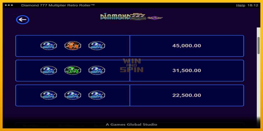 Diamond 777 Multiplier Retro Roller dirua lortzeko joko-makina, irudia 5