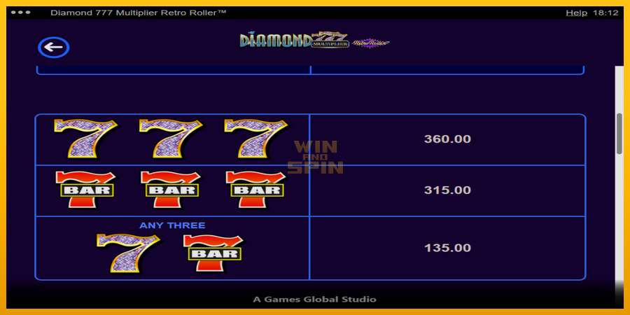 Diamond 777 Multiplier Retro Roller dirua lortzeko joko-makina, irudia 6